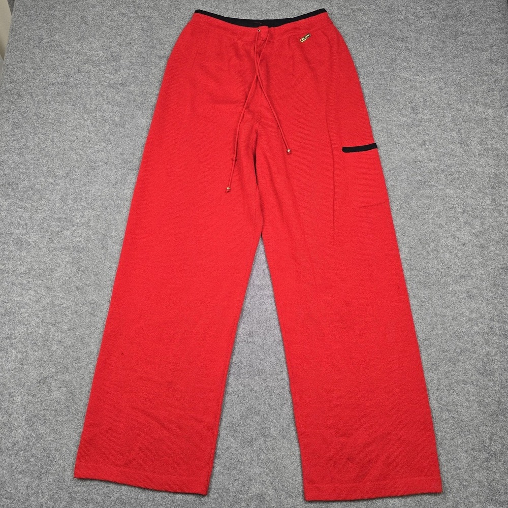 St‎ John Sport Pants Womens Small Red Knit Drawstring Relaxed Lounge Sweatpants